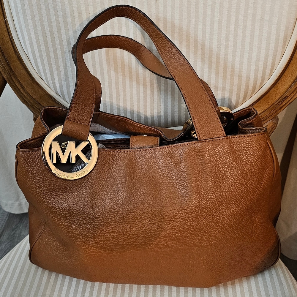 Michael Kors Large Caramel Brown Fulton East West Tote EUC 2 Callouts see pics - Picture 2 of 16
